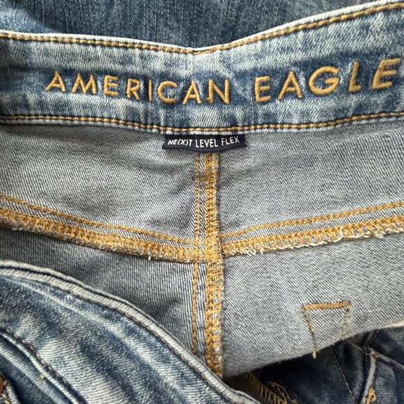 American Eagle Slim Jeans — Y2K Distressed Washed Blue Denim Men's W33 L32 - Picture 10 of 13